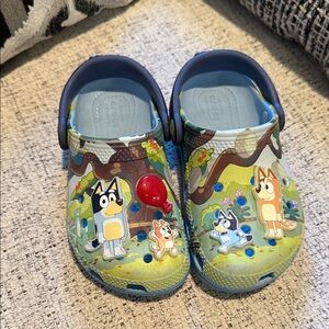 Gently lived bluey crocs for kids